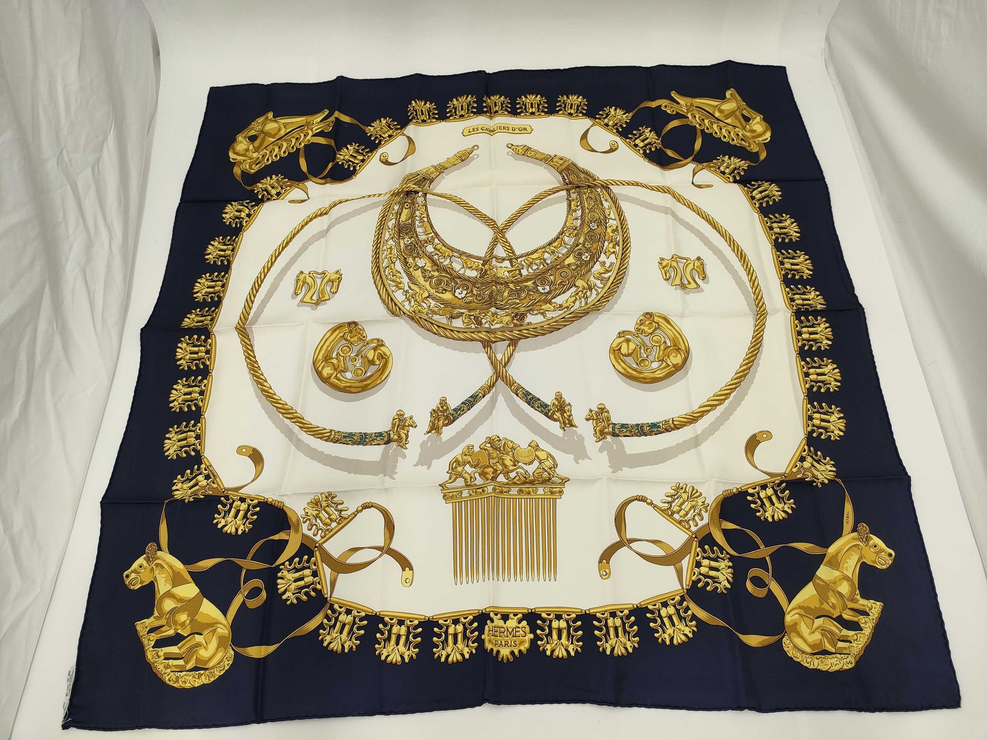 HERMES Carre Golden Knight Scarf