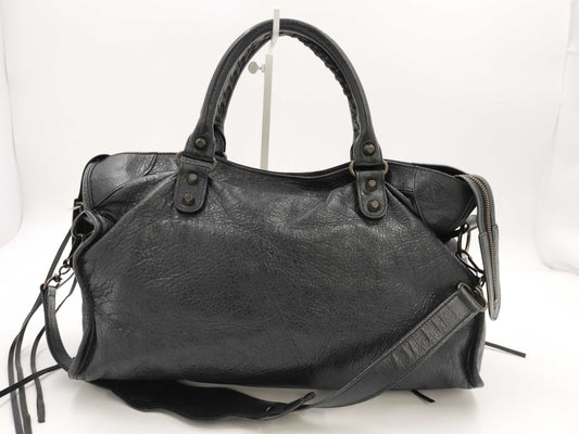 BALENCIAGA The Giant City 115748 1000 Handbag with missing plate
