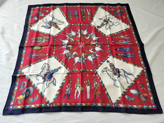 HERMES Carre Carre 90 / Russian Military Museum / White scarf without tag