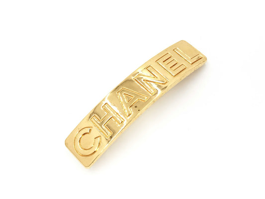 CHANEL 97A Logo Gold Color Barrette Hair Accessory