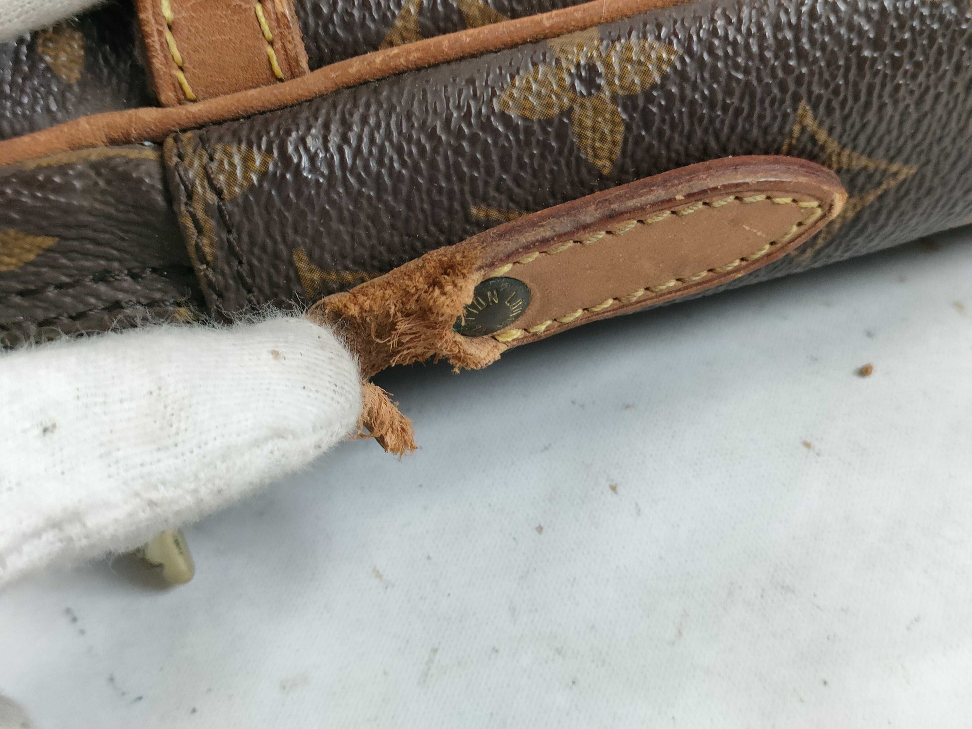 LOUIS VUITTON Monogram M45266 Danube Shoulder Bag with Torn Shoulder Strap