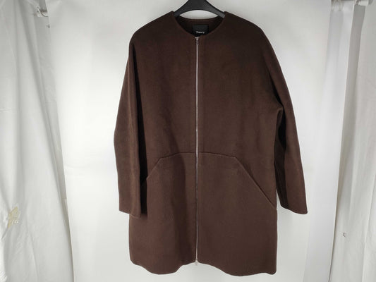theory cashmere/wool/zip-up/collarless coat
