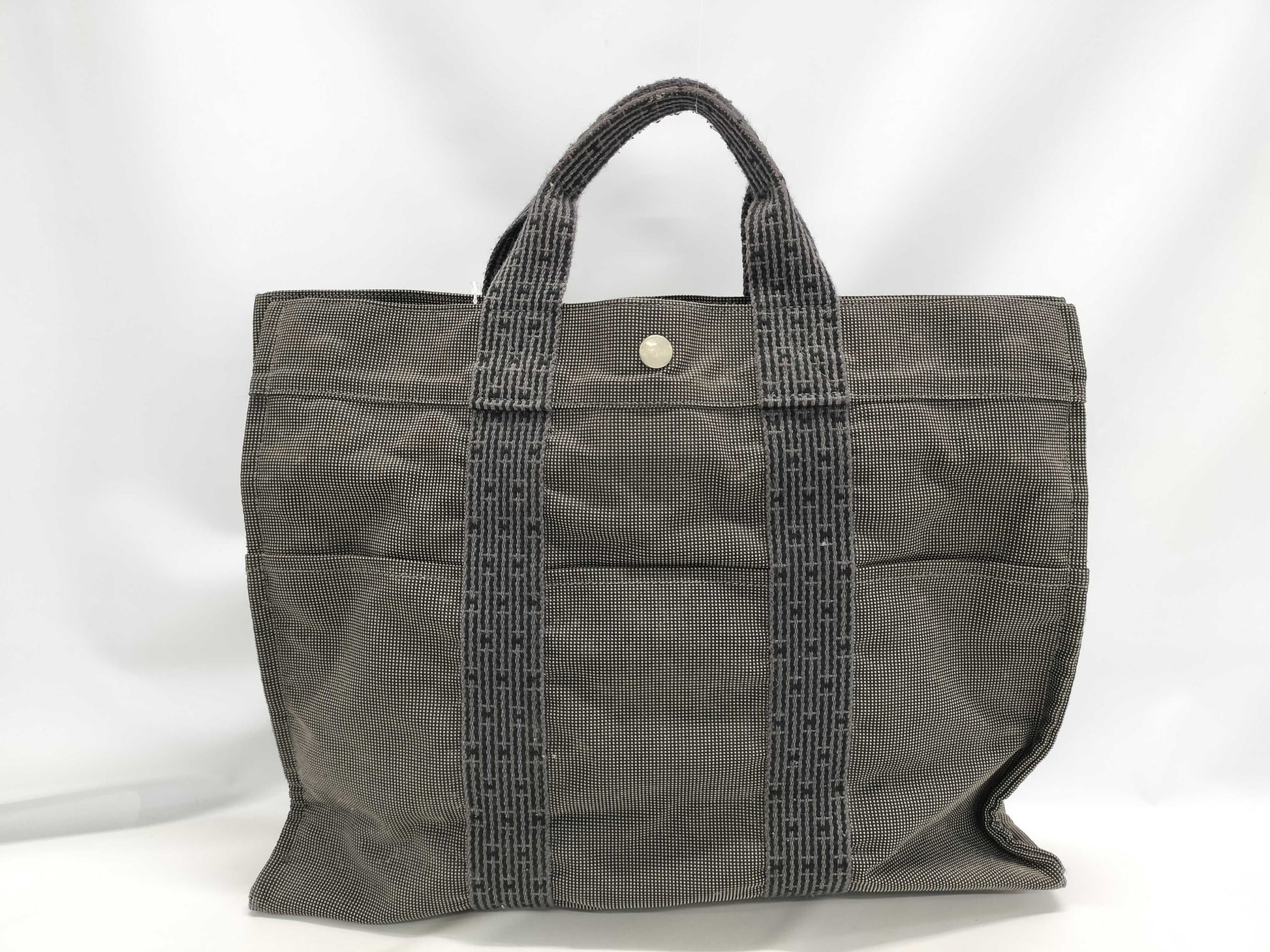 HERMES Air Line MM Tote Bag Gray with Cadena