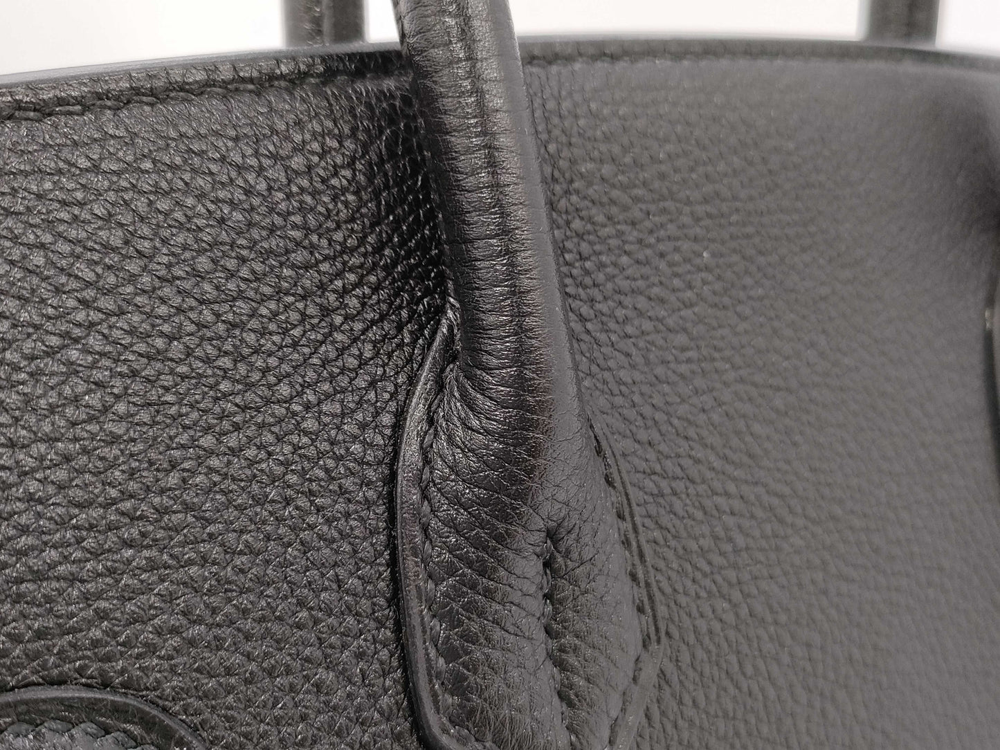 HERMES Birkin 30 Black with Silver Hardware? Q Stamped Handbag