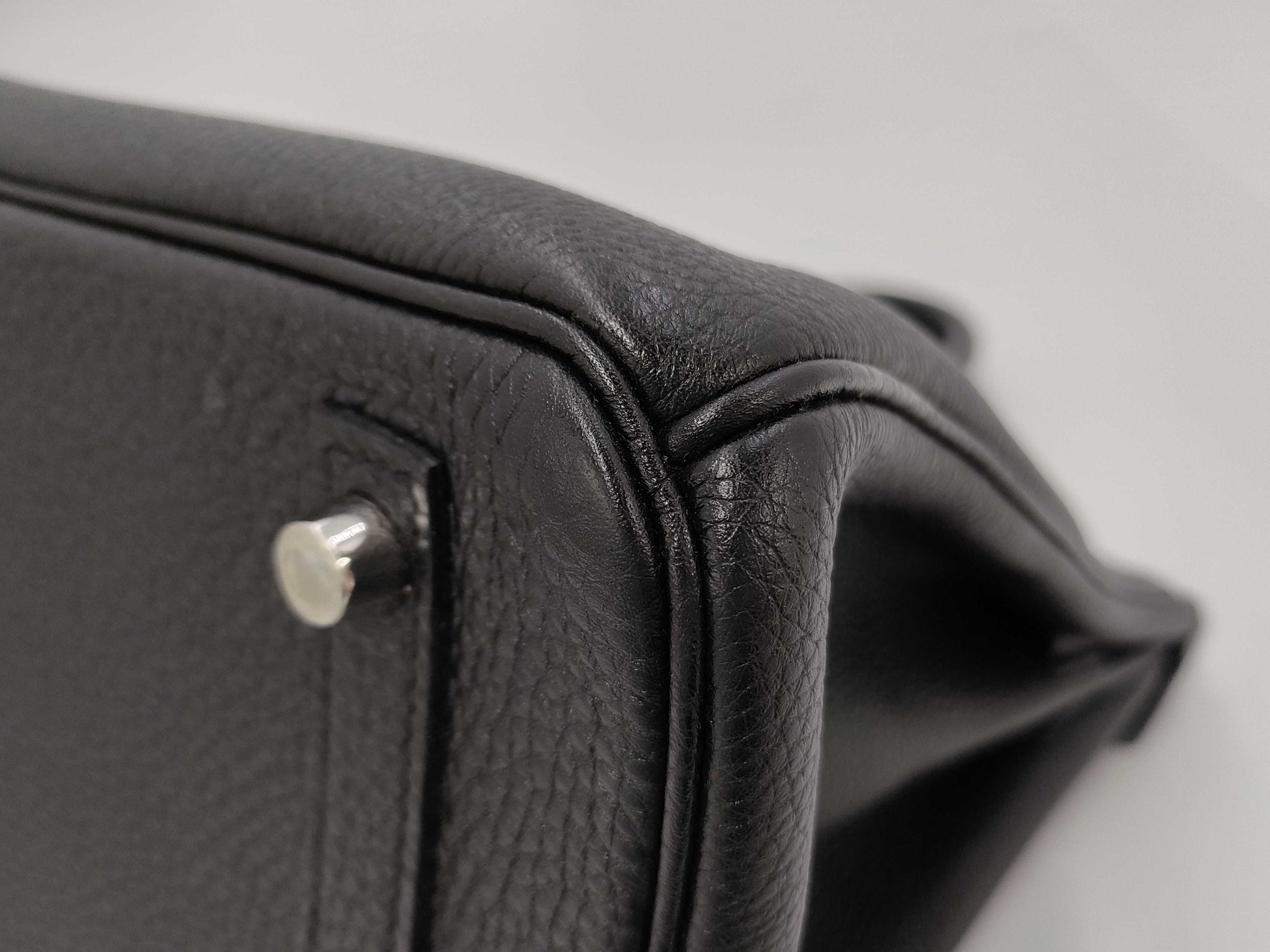 HERMES Birkin 30 Black with Silver Hardware? Q Stamped Handbag