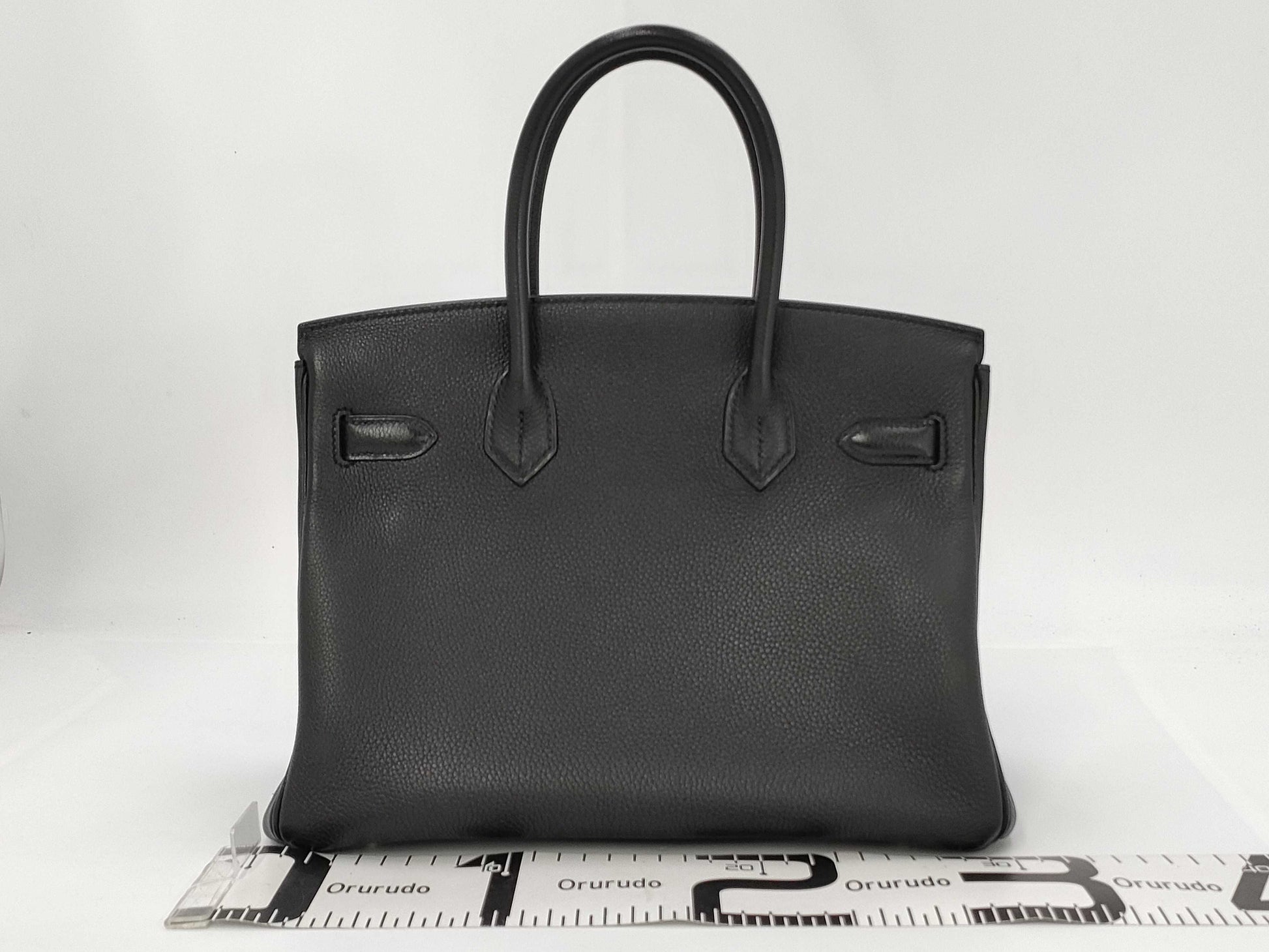 HERMES Birkin 30 Black with Silver Hardware? Q Stamped Handbag