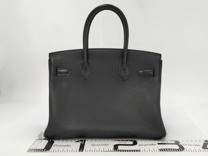 HERMES Birkin 30 Black with Silver Hardware? Q Stamped Handbag