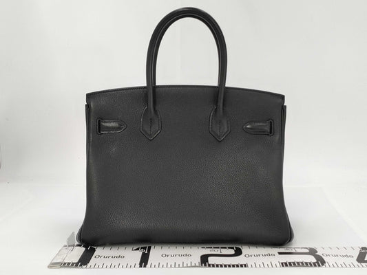 HERMES Birkin 30 Black with Silver Hardware? Q Stamped Handbag