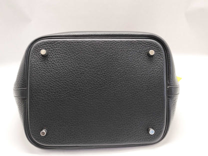 HERMES Picotin Black T Stamped Handbag with Pouch