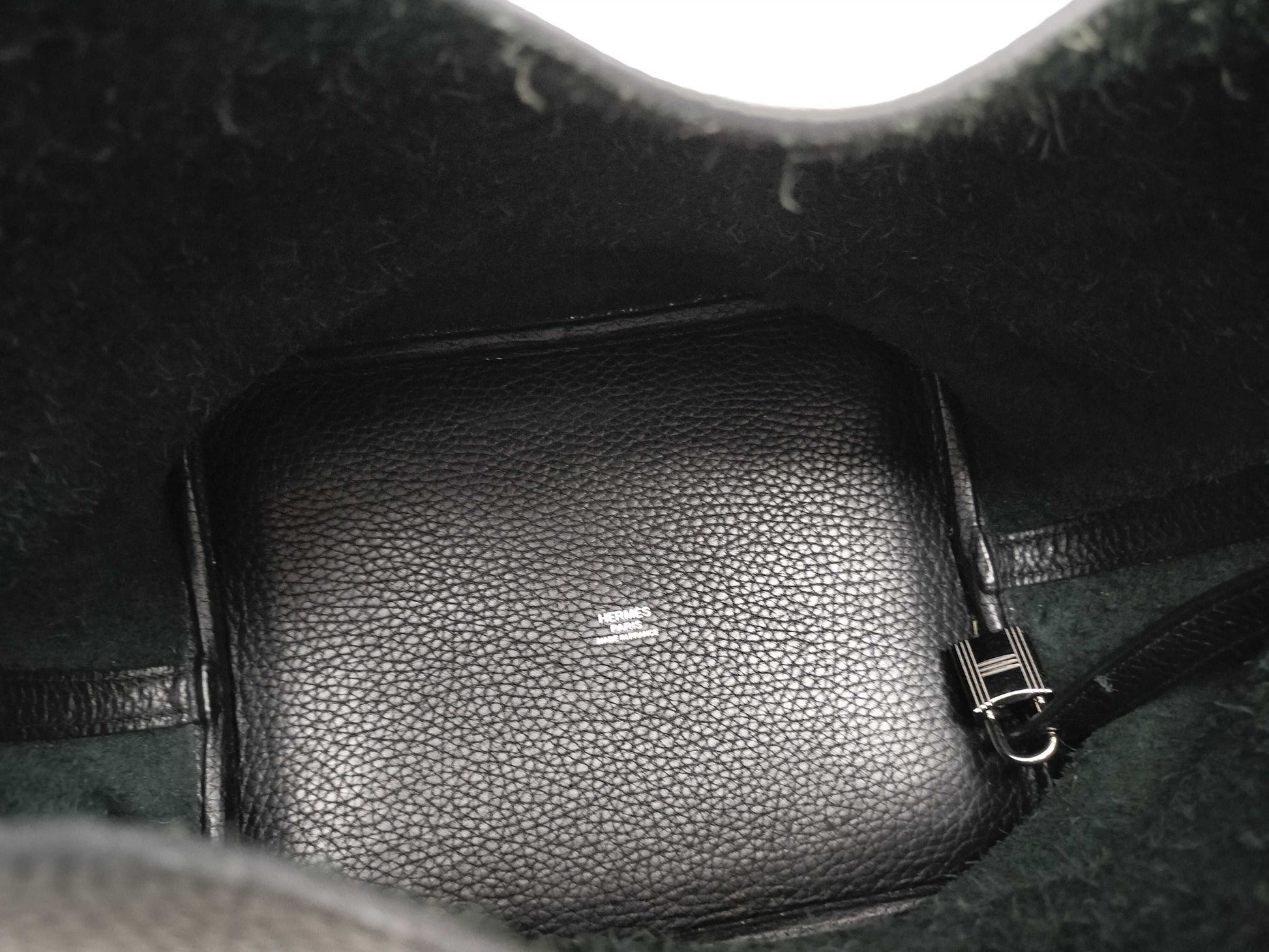 HERMES Picotin Black T Stamped Handbag with Pouch