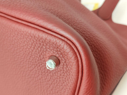 HERMES [Stamp] X Picotin X Stamp Red Handbag