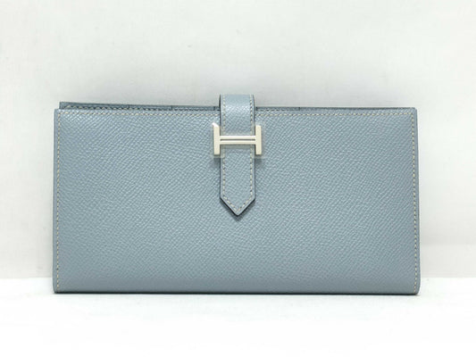 HERMES □Q Bearn Souffle Blue Glacier? Q Wallet