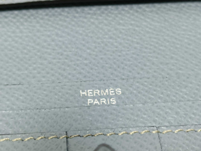 HERMES □Q Bearn Souffle Blue Glacier? Q Wallet