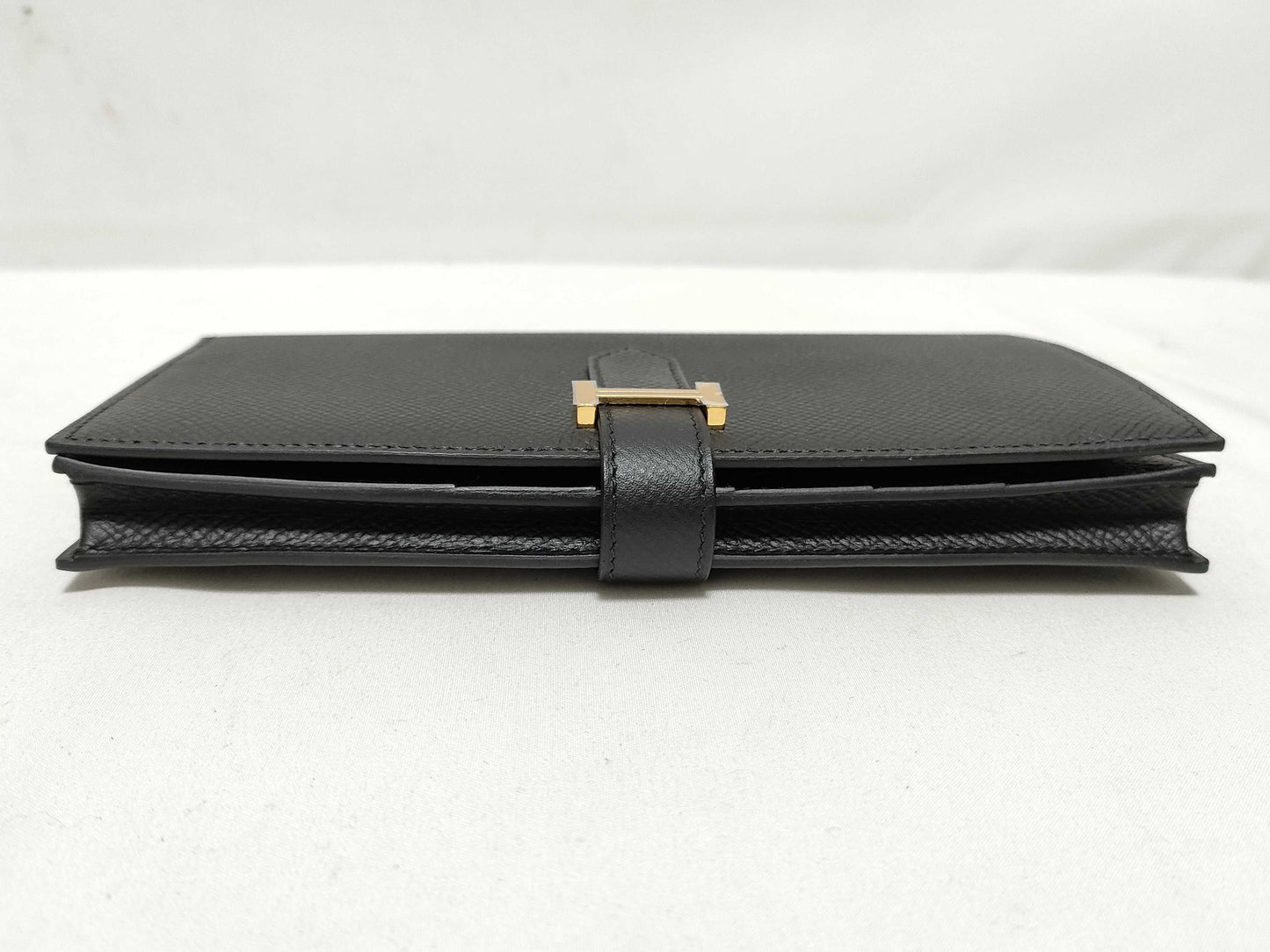 HERMES Bearn Souffle Black Wallet