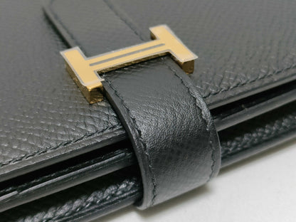 HERMES Bearn Souffle Black Wallet