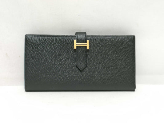 HERMES Bearn Souffle Black Wallet