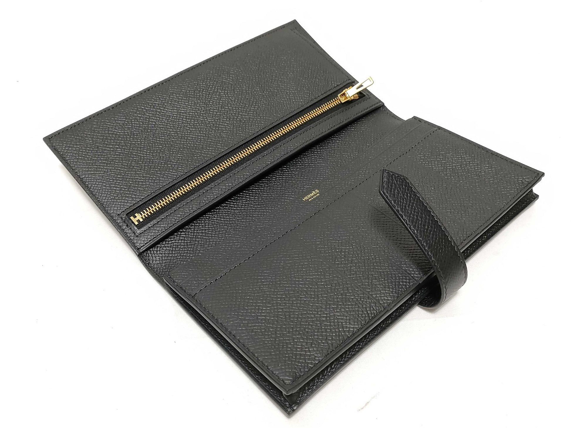 HERMES Bearn Souffle Black Wallet