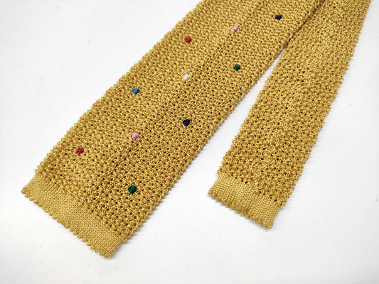 HERMES Yellow Knit Tie
