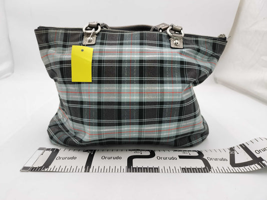 COACH Poppy Canvas Leather Purple Check Tote Bag 15886