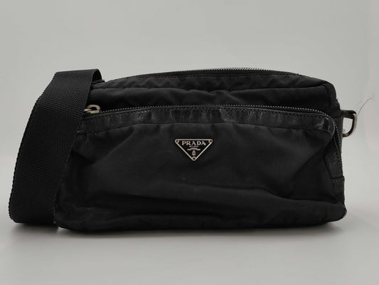 PRADA nylon and leather shoulder bag