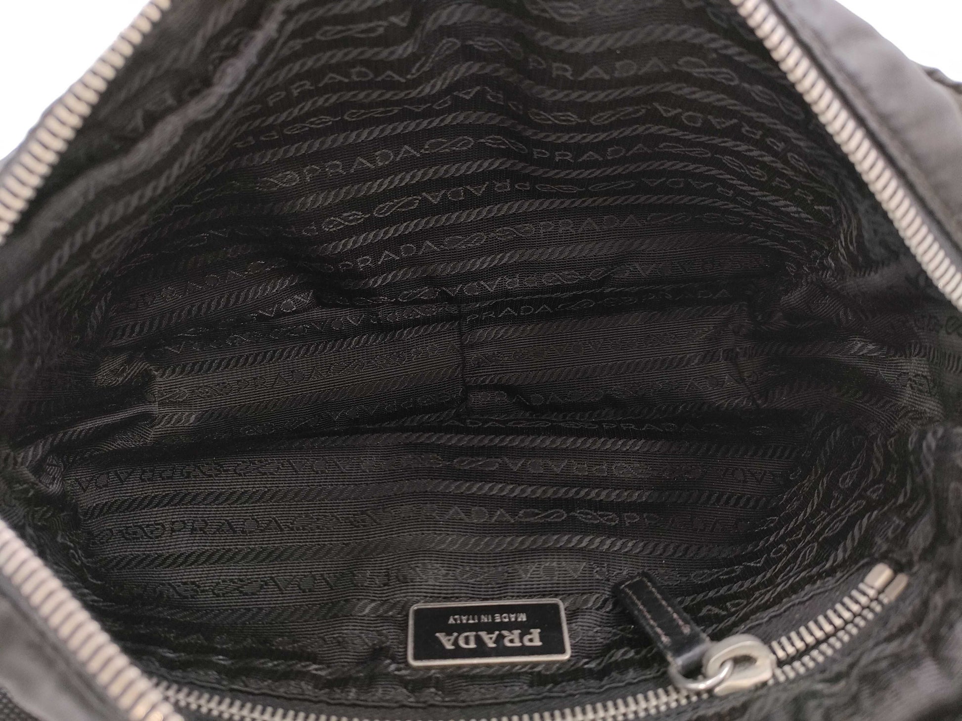 PRADA nylon and leather shoulder bag