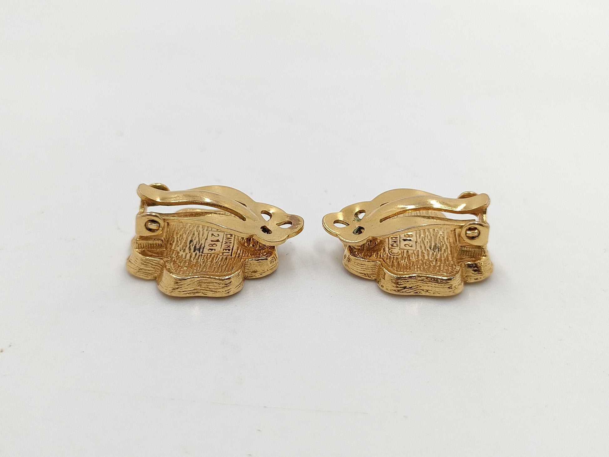 CHANEL Clover Rhinestone Earrings 2186 Earrings