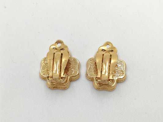 CHANEL Clover Rhinestone Earrings 2186 Earrings