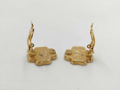 CHANEL Clover Rhinestone Earrings 2186 Earrings