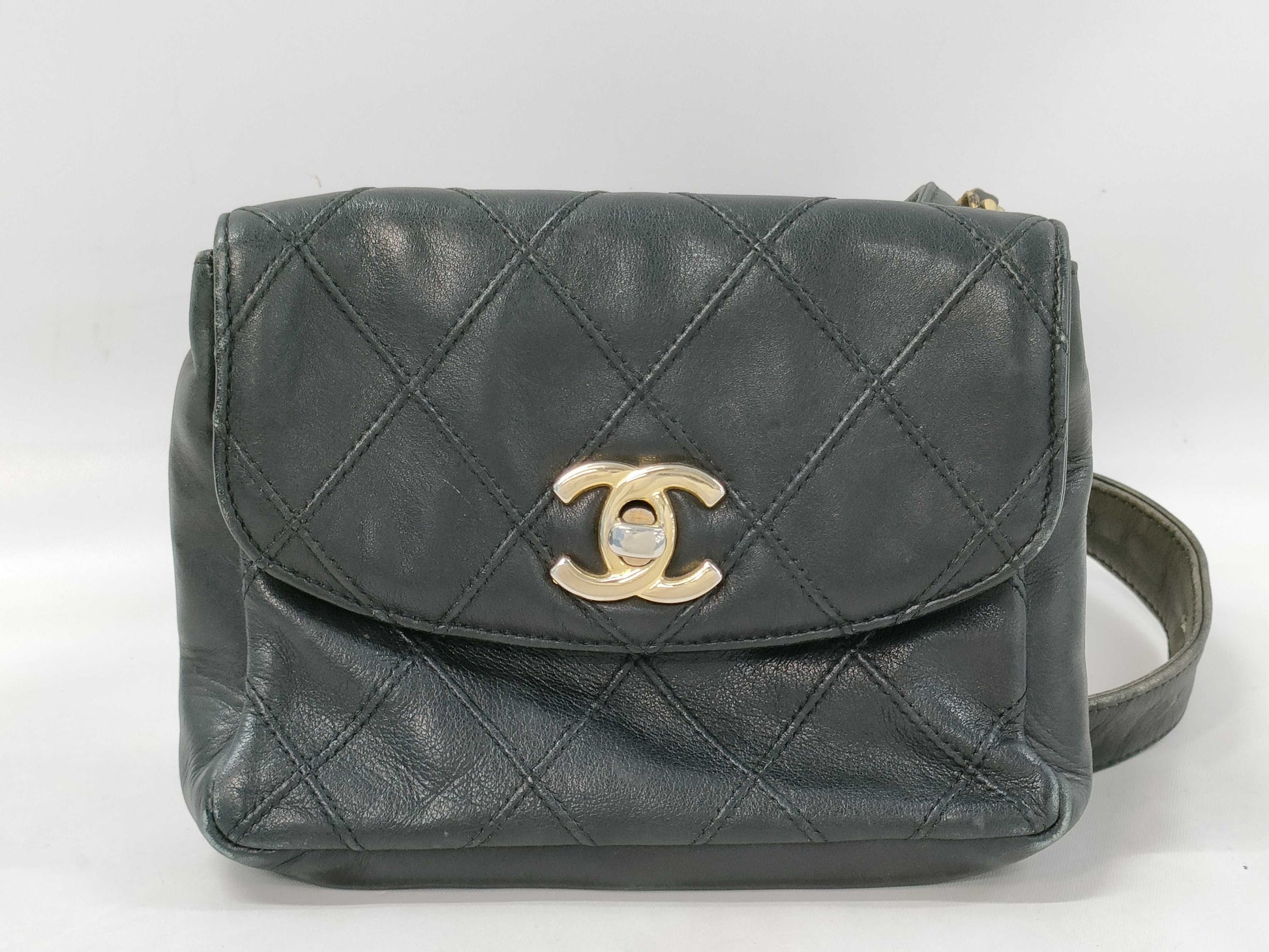 CHANEL Bicolor Lambskin Waist Pouch Shoulder Bag