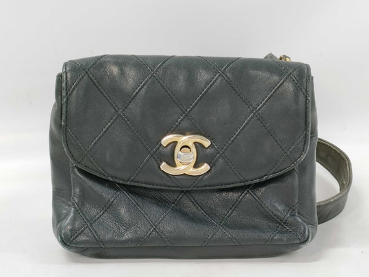 CHANEL Bicolor Lambskin Waist Pouch Shoulder Bag