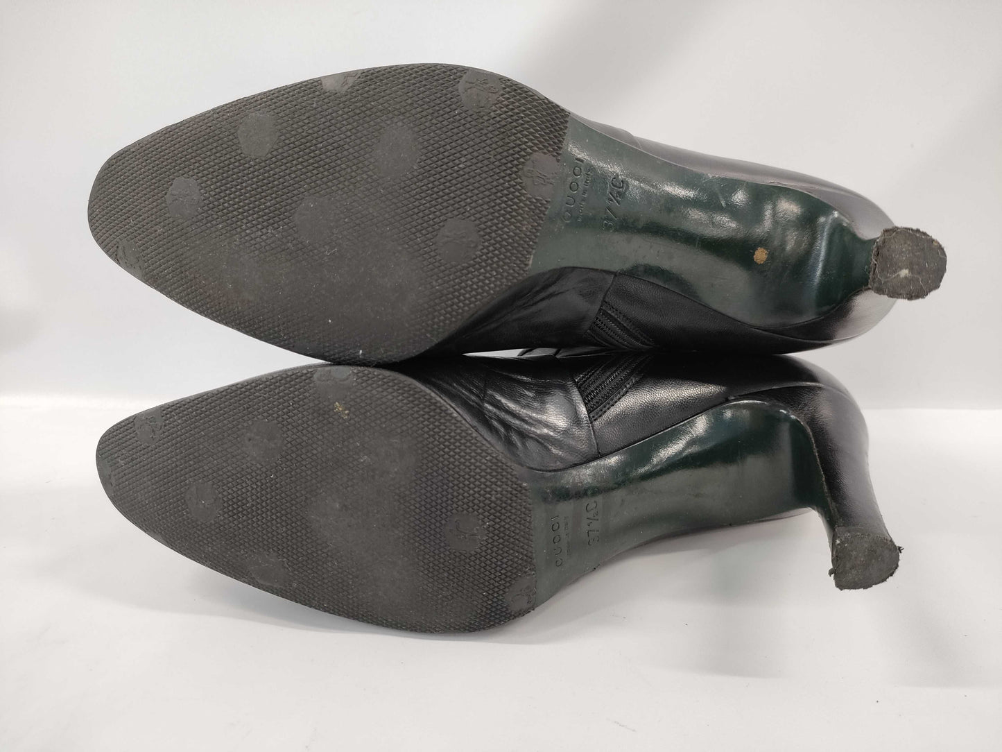 GUCCI Leather Heel Belt Motif Black Other Shoes