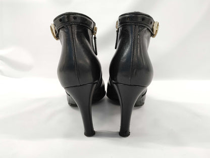 GUCCI Leather Heel Belt Motif Black Other Shoes
