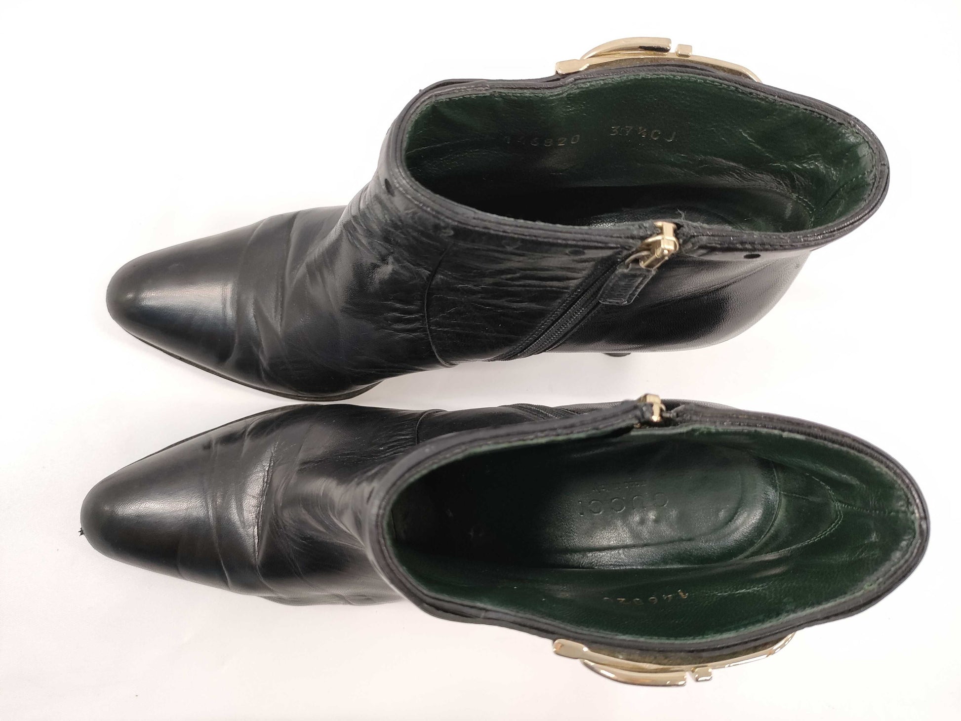 GUCCI Leather Heel Belt Motif Black Other Shoes