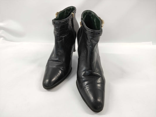 GUCCI Leather Heel Belt Motif Black Other Shoes