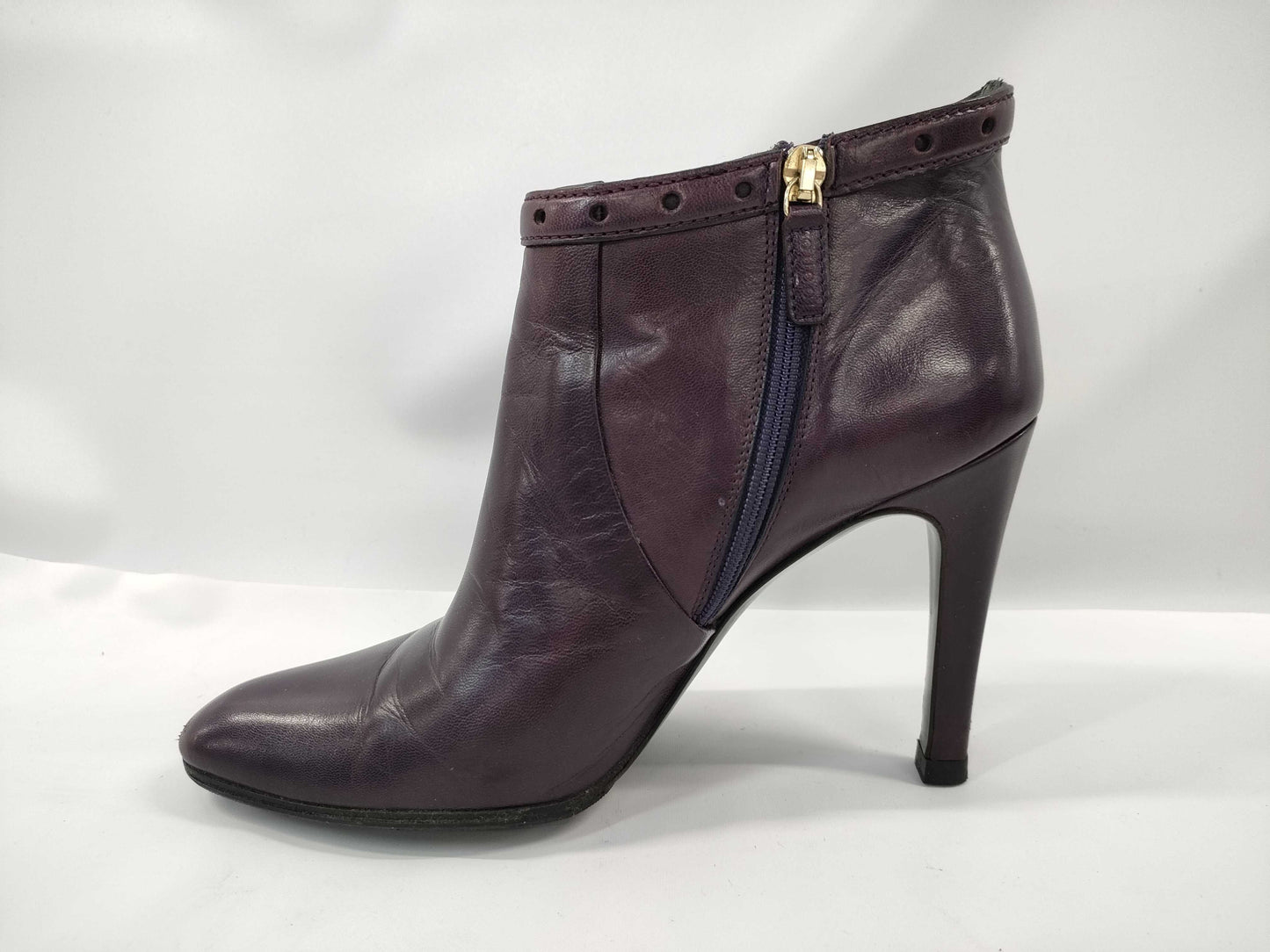 GUCCI Leather Heel Belt Motif Purple Other Shoes