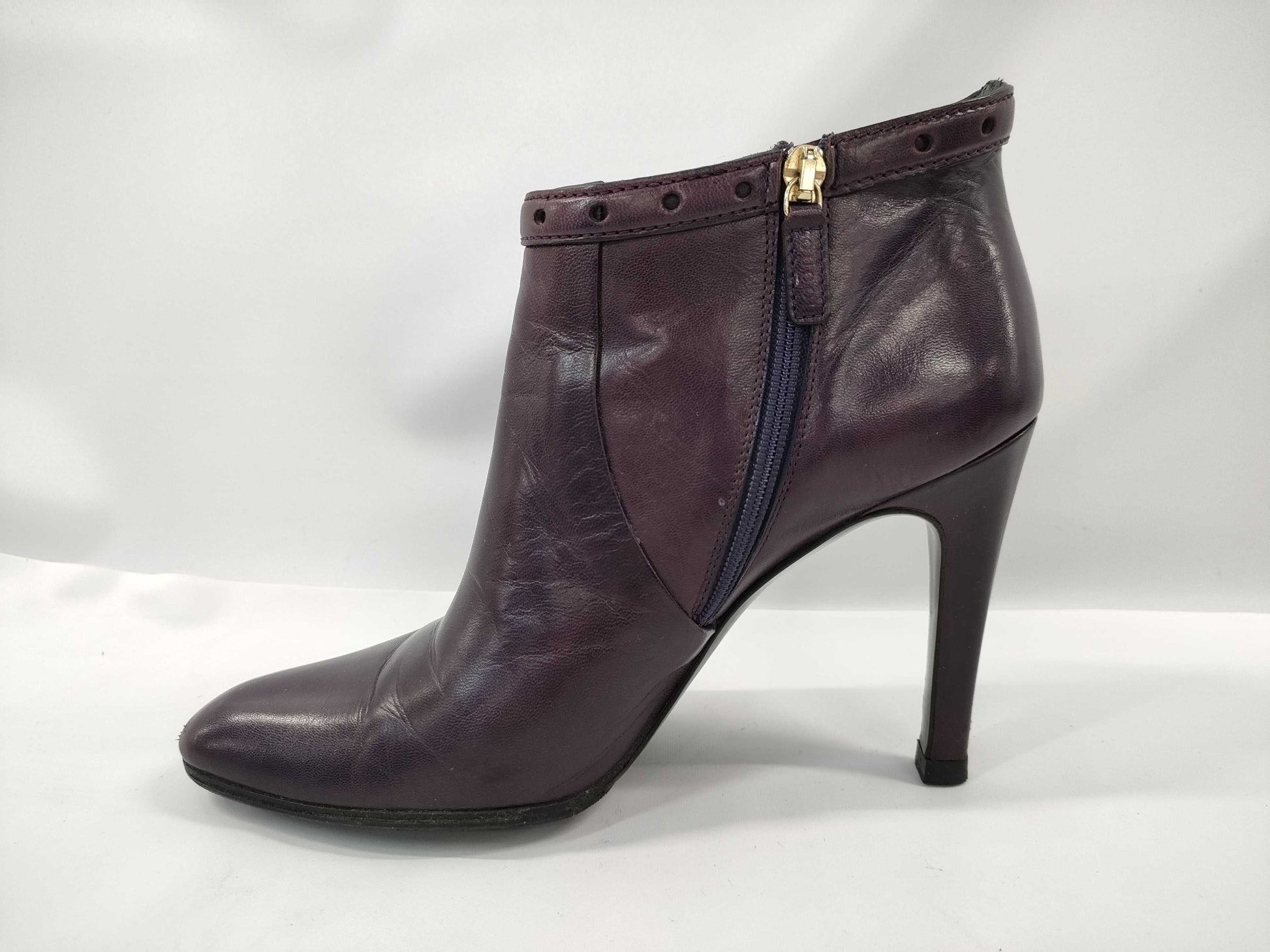 GUCCI Leather Heel Belt Motif Purple Other Shoes