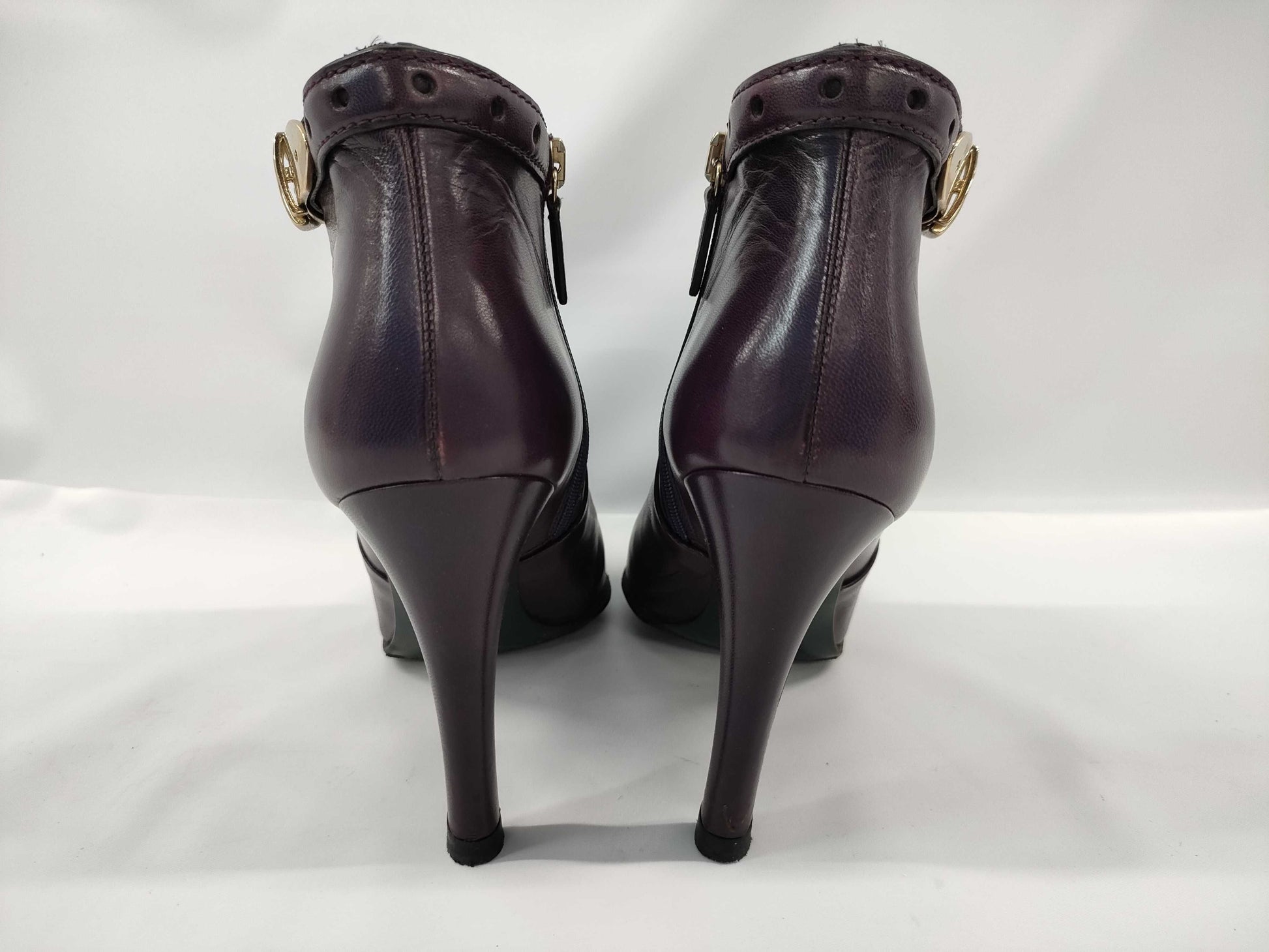 GUCCI Leather Heel Belt Motif Purple Other Shoes