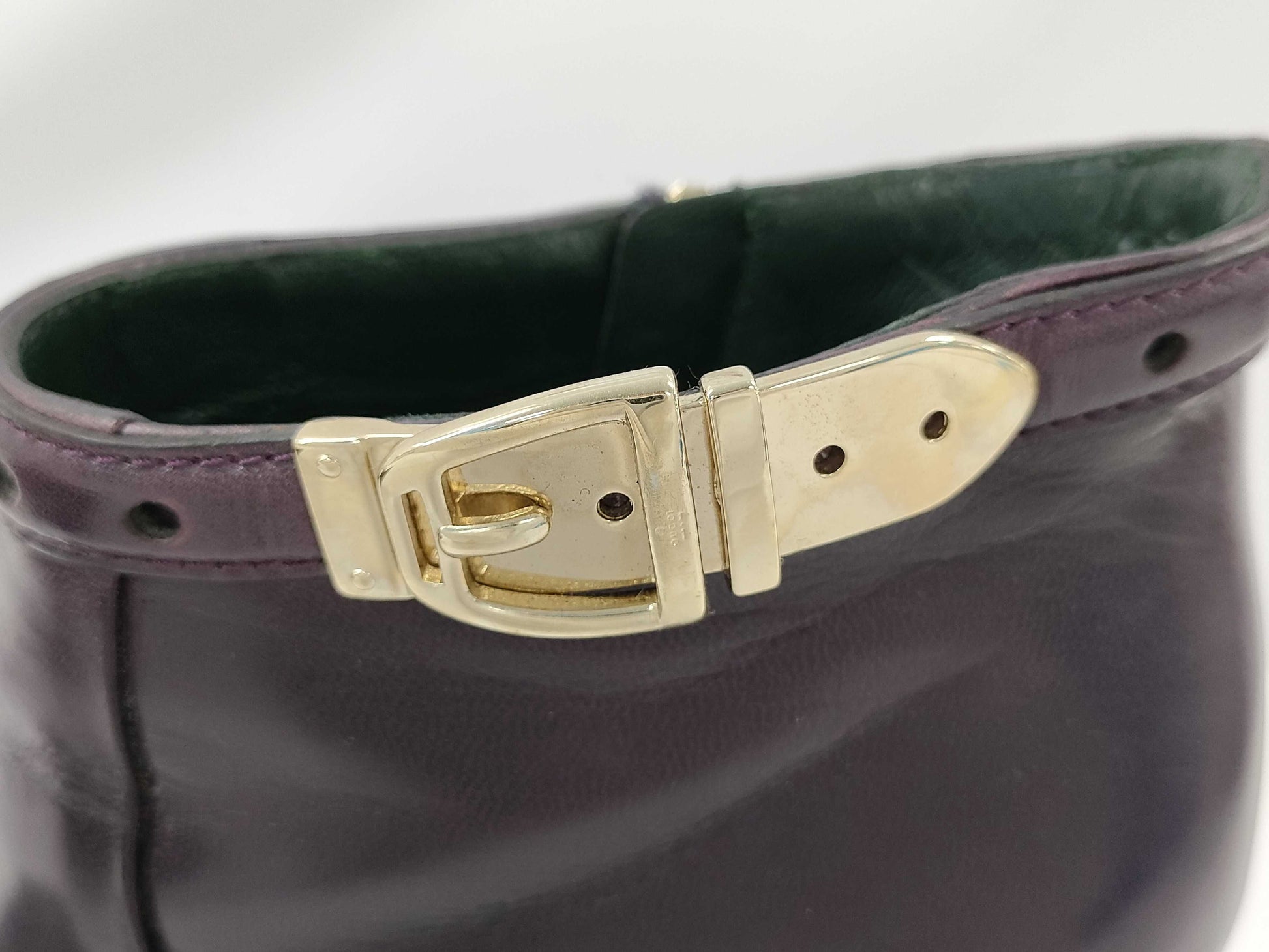 GUCCI Leather Heel Belt Motif Purple Other Shoes