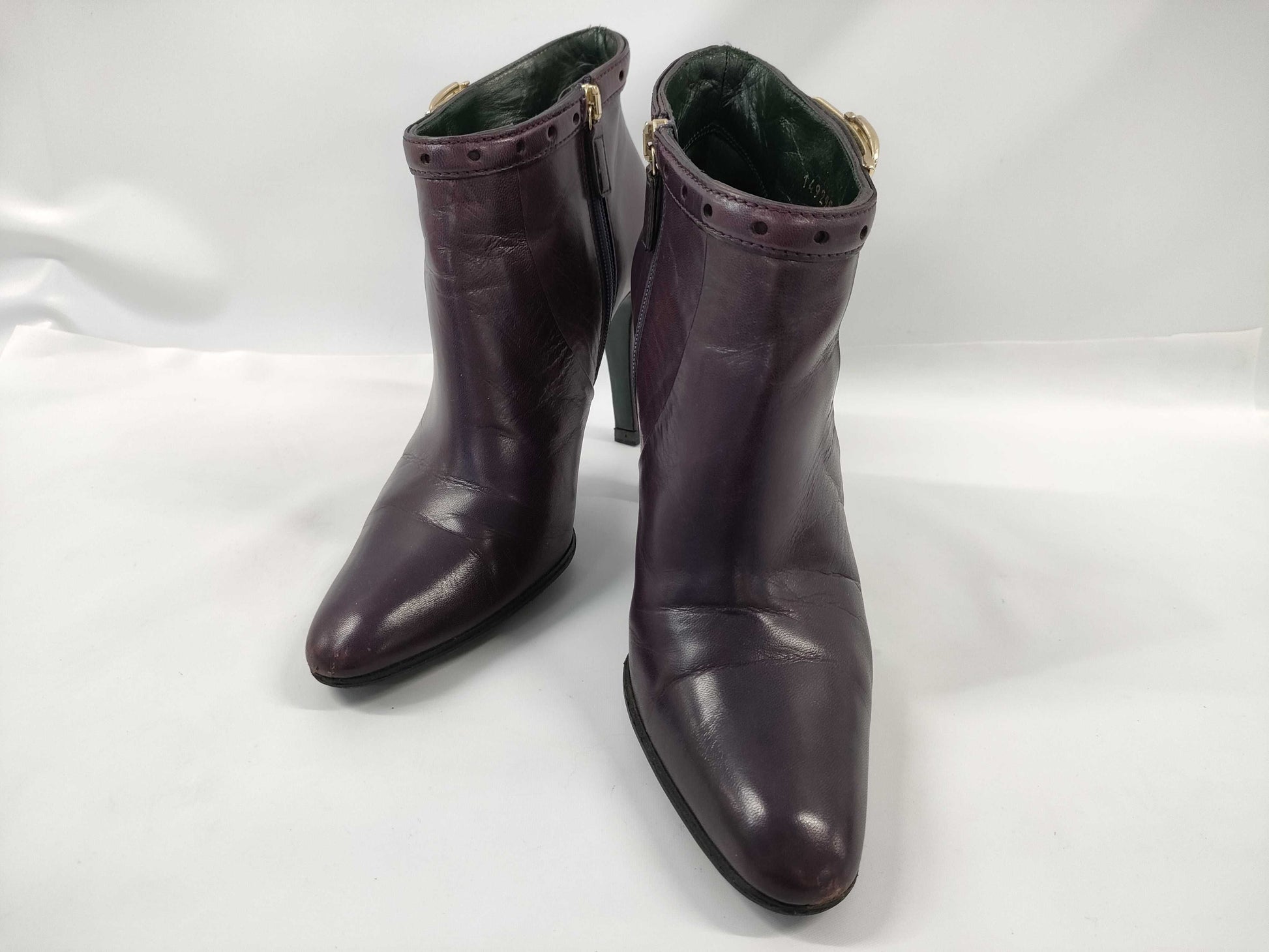 GUCCI Leather Heel Belt Motif Purple Other Shoes