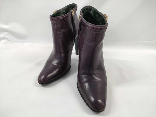 GUCCI Leather Heel Belt Motif Purple Other Shoes