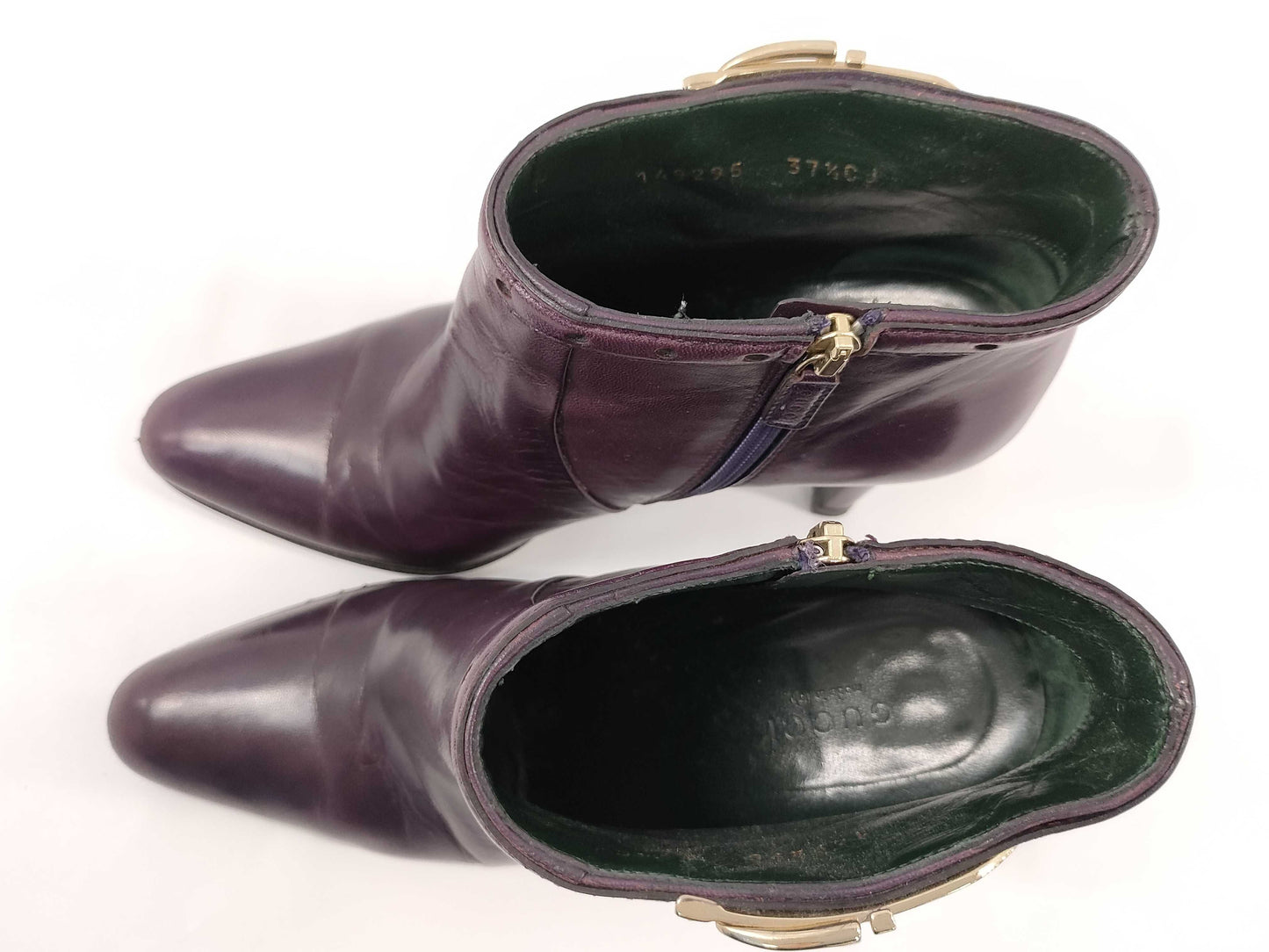 GUCCI Leather Heel Belt Motif Purple Other Shoes