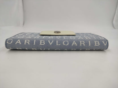BVLGARI Long Wallet Logo Canvas x Leather Wallet