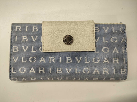 BVLGARI Long Wallet Logo Canvas x Leather Wallet