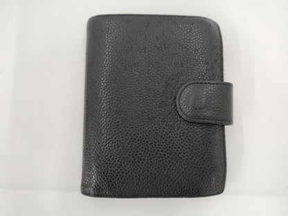 CHANEL Caviar Skin Coco Mark Wallet