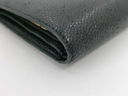 CHANEL Caviar Skin Coco Mark Wallet
