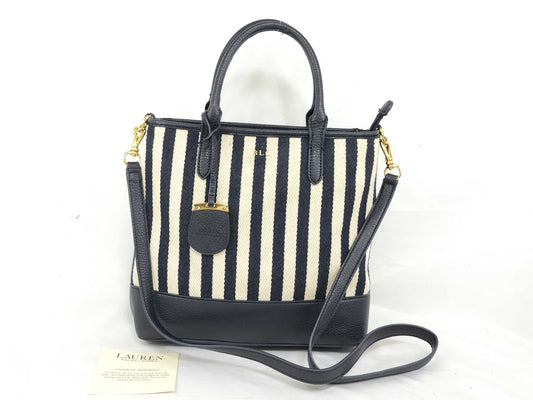 LRL Lauren Ralph Lauren Canvas Stripe 2-Way Handbag