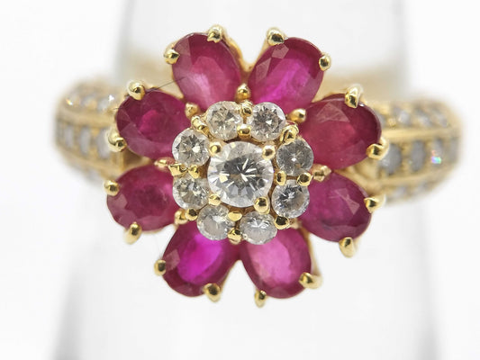 Ponte Vecchio R 1.51ct D 0.59ct K18 6.4g Ring 