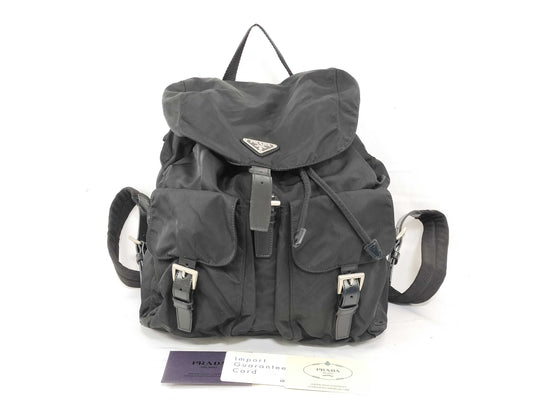 PRADA nylon triangle logo plate nylon backpack rucksack