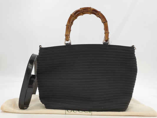 GUCCI Bamboo Nylon Handbag Handbag