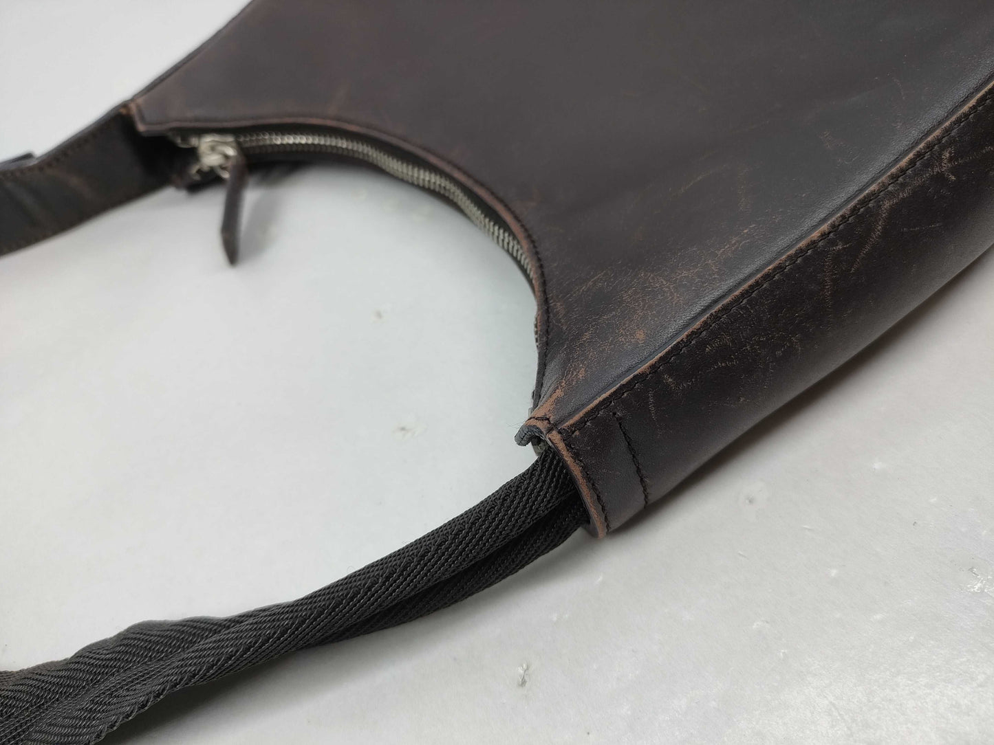 PRADA Logo Half Moon Shoulder Bag